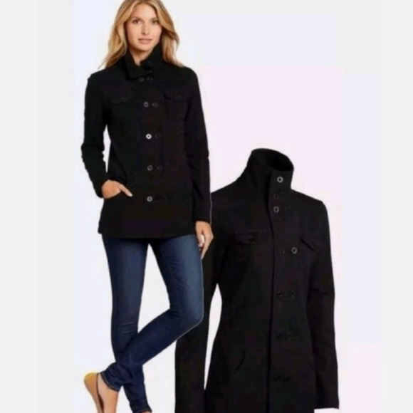 Prana Jackets & Blazers - prAna Tori Double Breasted High Collar Charcoal Military Style Jacket